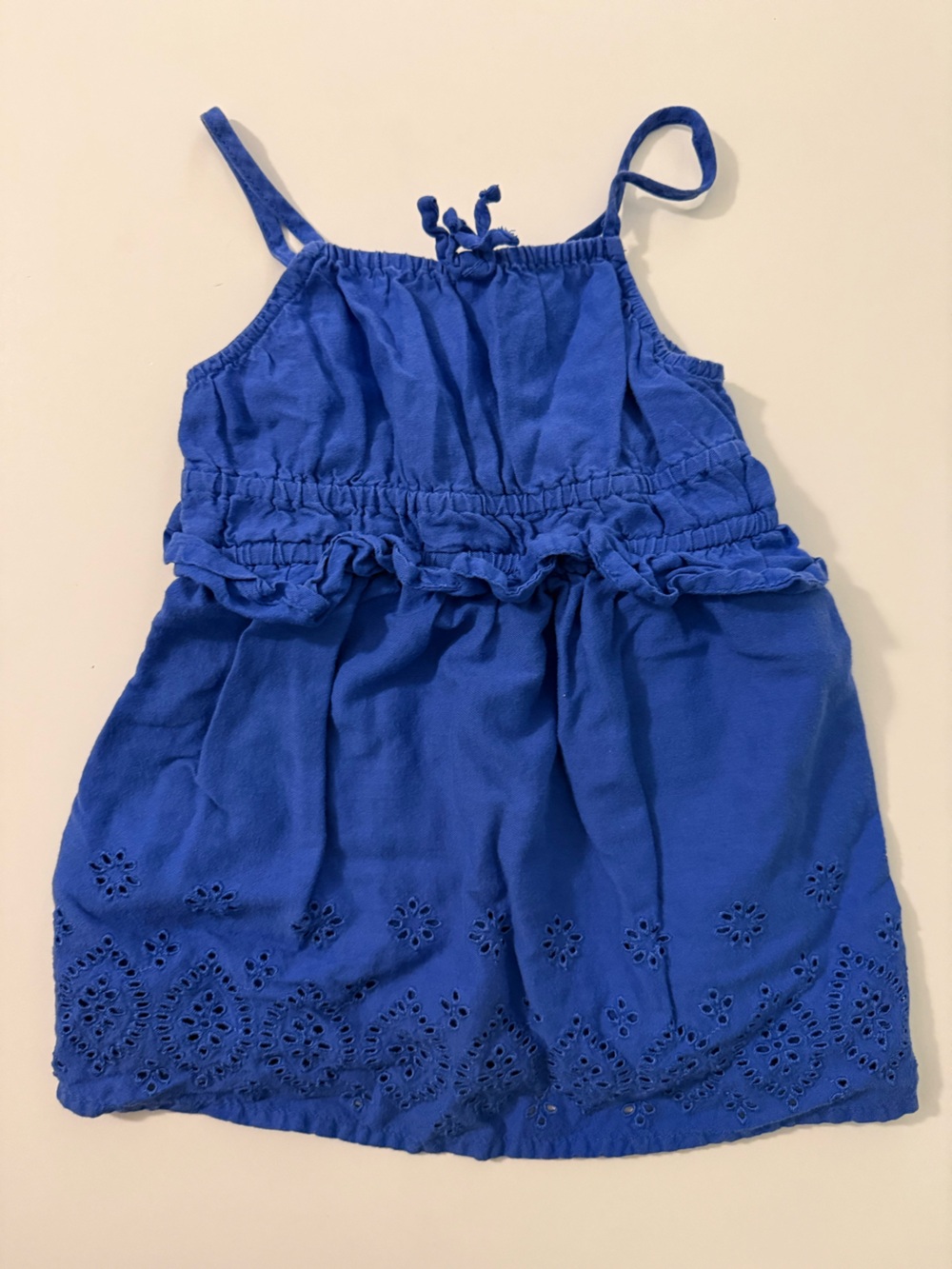 Girls Blue Eyelet Sundress